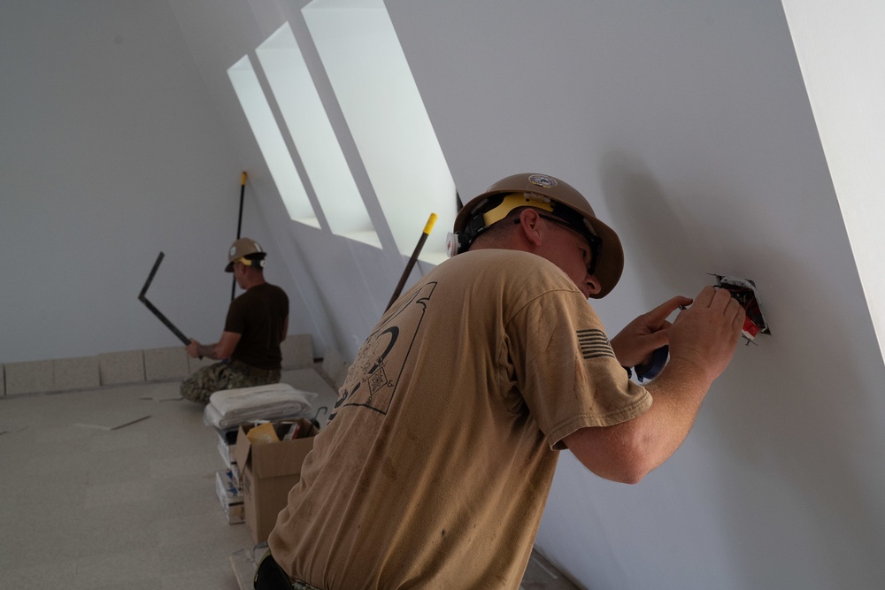 U.S. Navy Seabees with NMCB-5’s Detail Pohnpei construct Sokehs Pah Elementary School