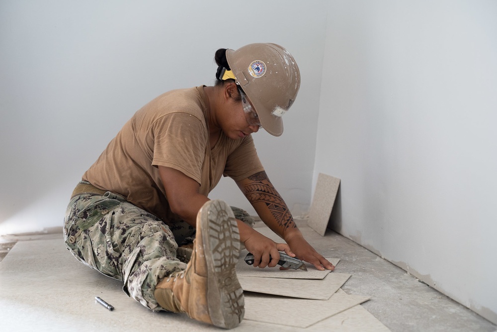U.S. Navy Seabees with NMCB-5’s Detail Pohnpei construct Sokehs Pah Elementary School