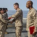 Corpsmen receive Fleet Marine Force pins aboard USS Bataan