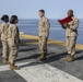 Corpsmen receive Fleet Marine Force pins aboard USS Bataan