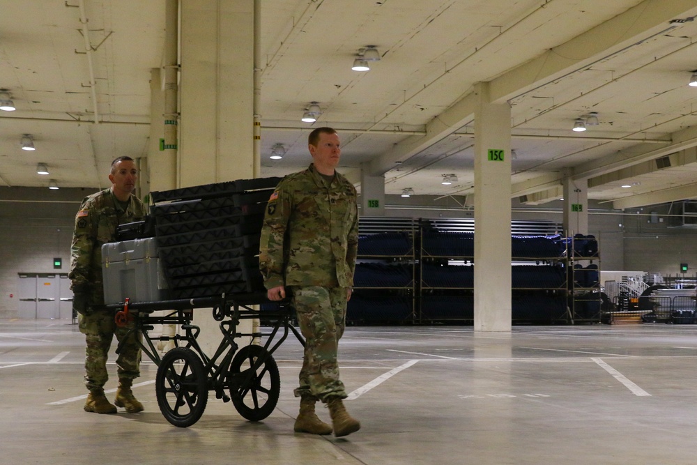 Soldiers receive equipment in Seattle, Washington