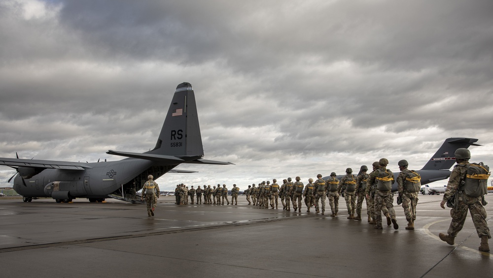 U.S. Army Paratroopers execute combined U.S. and German airborne jump