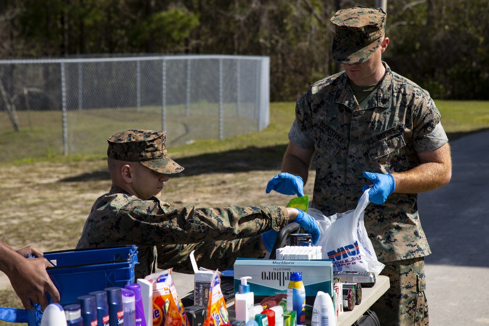Marine Corps Community Services bring supplies to Marines under restriction of movement