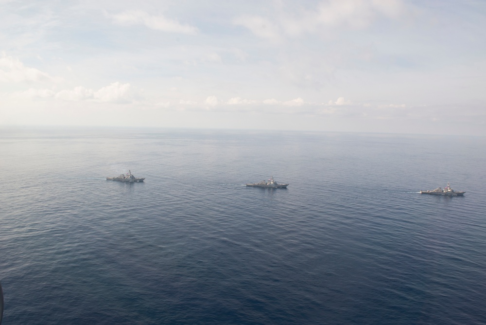 Guided-Missile Destroyers Transit in Formation