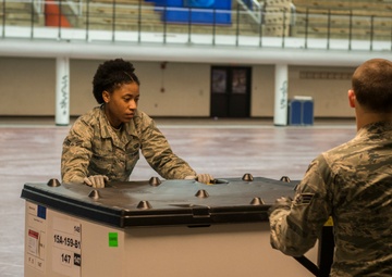 Connecticut National Guard offloads federal medical station equipment at Southern Connecticut State University