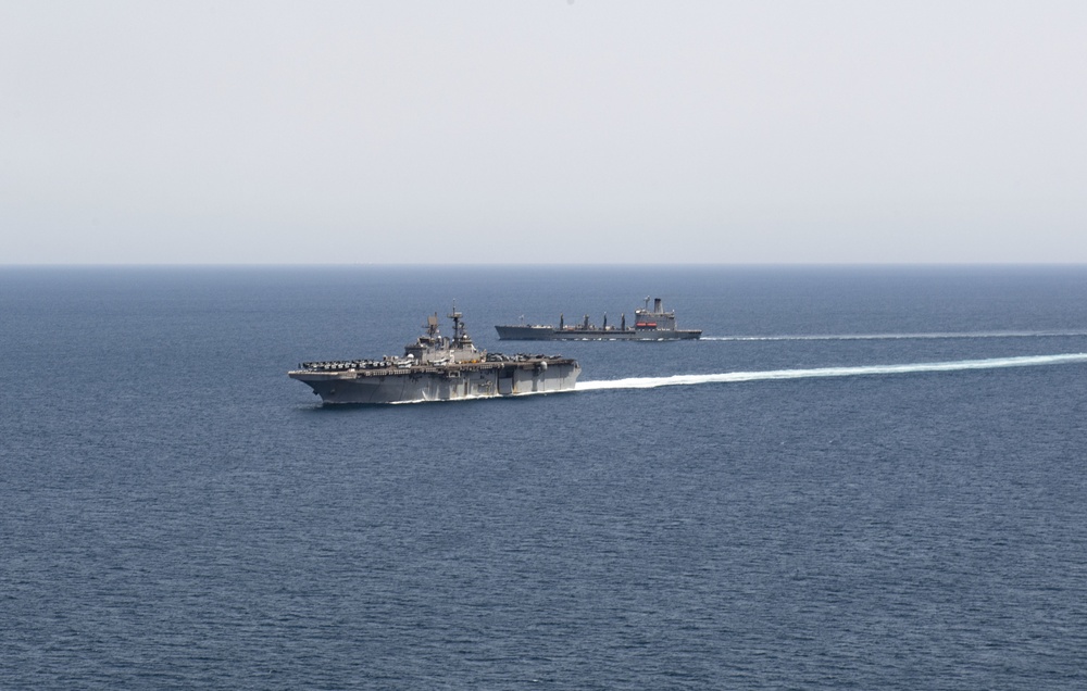 USS Bataan (LHD 5) replenishment-at-sea with USNS Walter S. Diehl