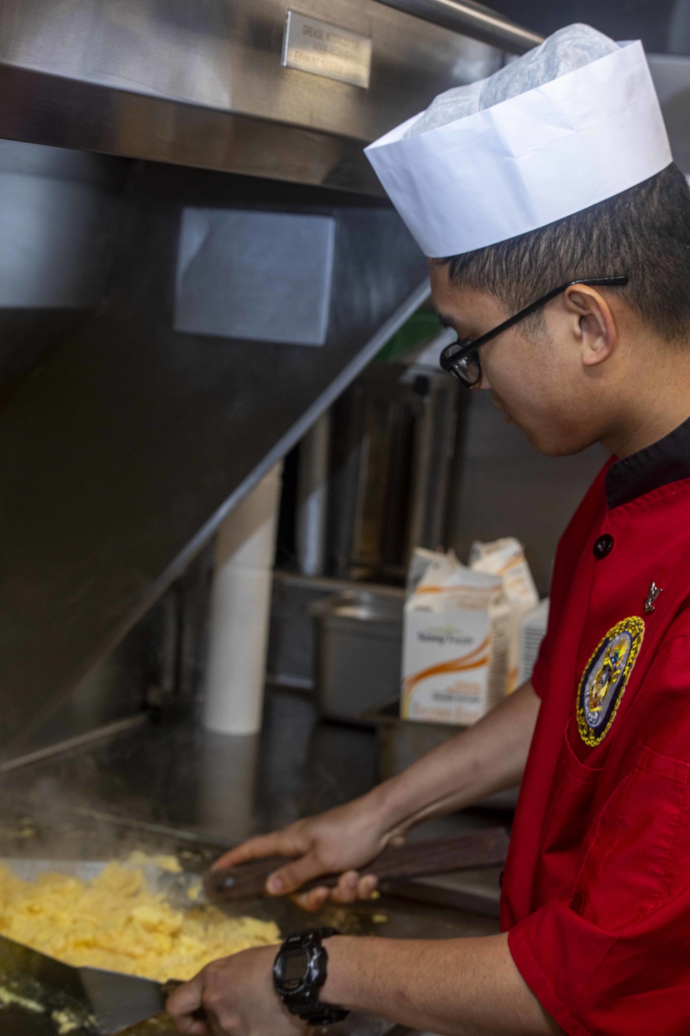 Sailor cook in the galley