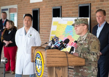 Connecticut National Guard sets up federal medical station equipment at Southern Connecticut State University
