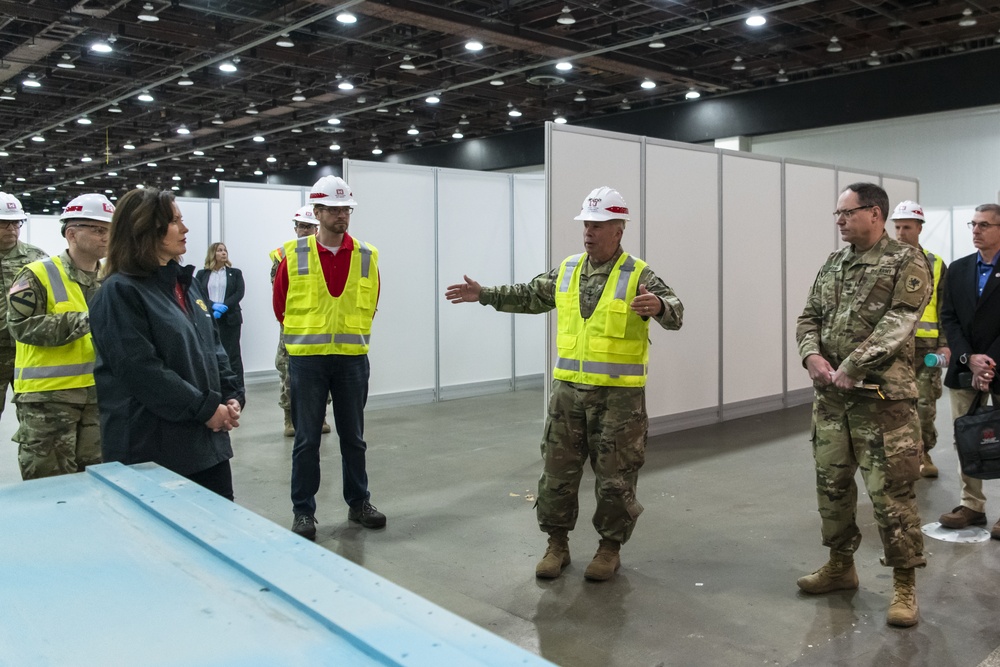 USACE, MI NG, support construction of alternate care site at Detroit's TCF Center during COVID-19 response