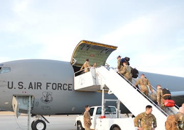 Nebraska Airmen board KC-135 Stratotanker for overseas deployment