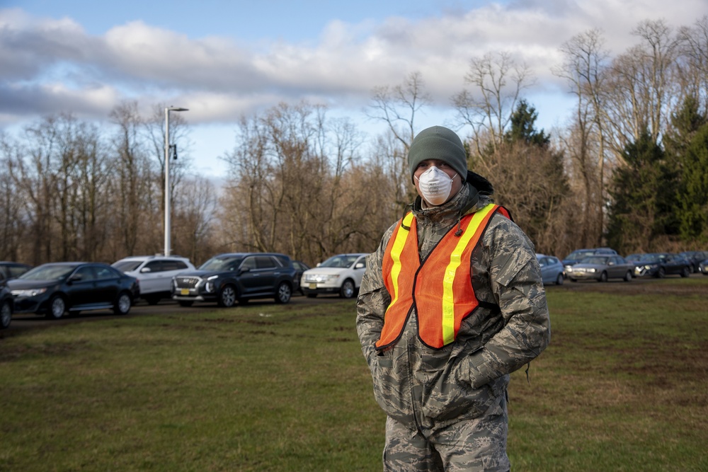 New Jersey National Guardsmen direct traffic to support local agencies during COVID-19 testing