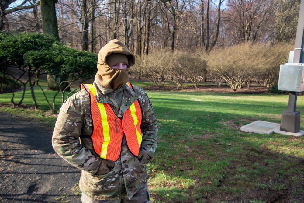 New Jersey National Guardsmen direct traffic to support local agencies during COVID-19 testing