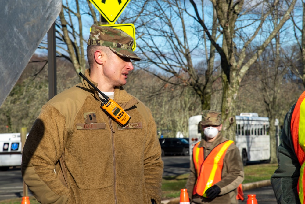 New Jersey National Guardsmen direct traffic to support local agencies during COVID-19 testing