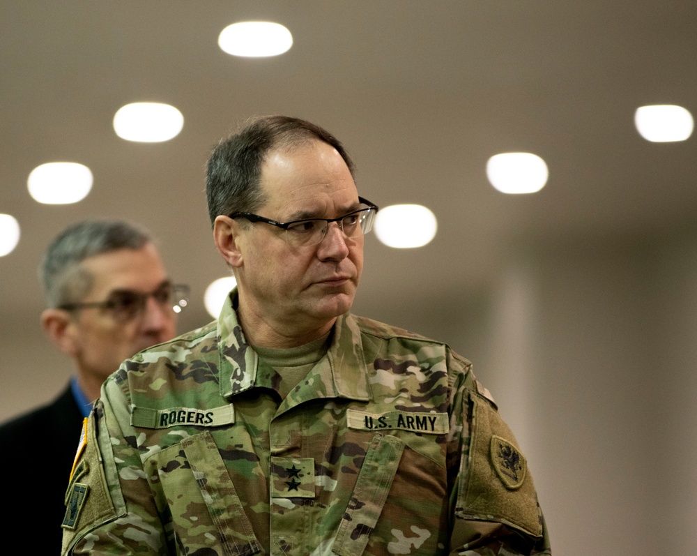 Michigan National Guard COVID-19 Aid: Mich. Governor Visits Federal Medical Station in Detroit