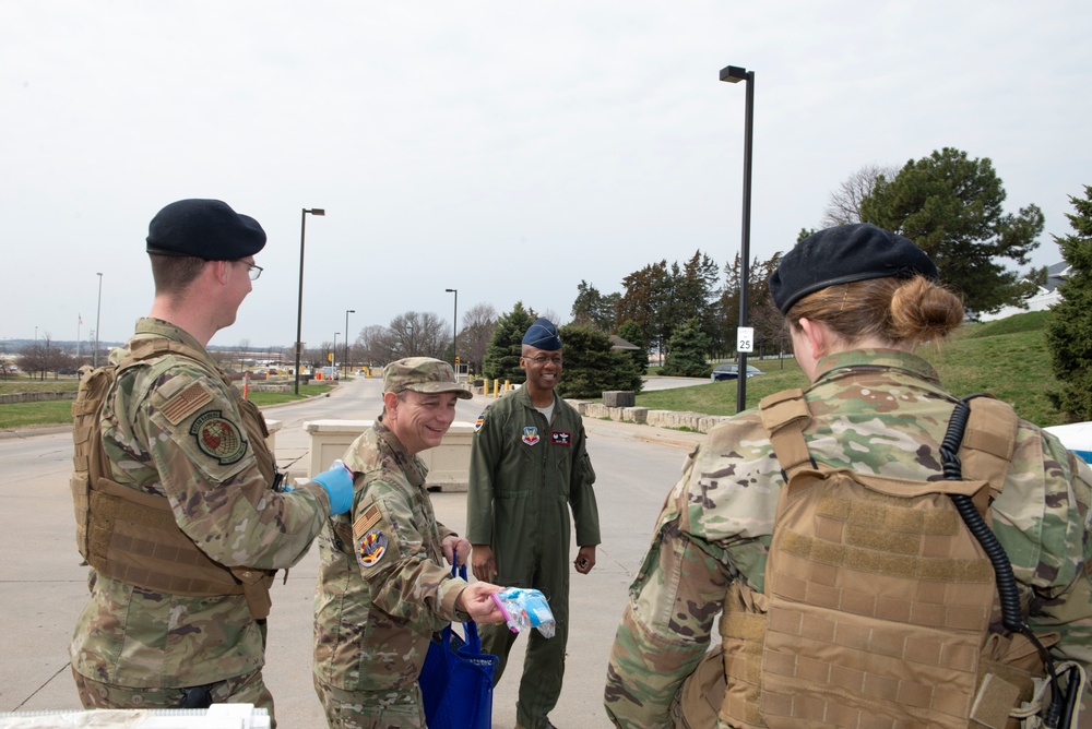 55th Wing leadership deliver goodie bags