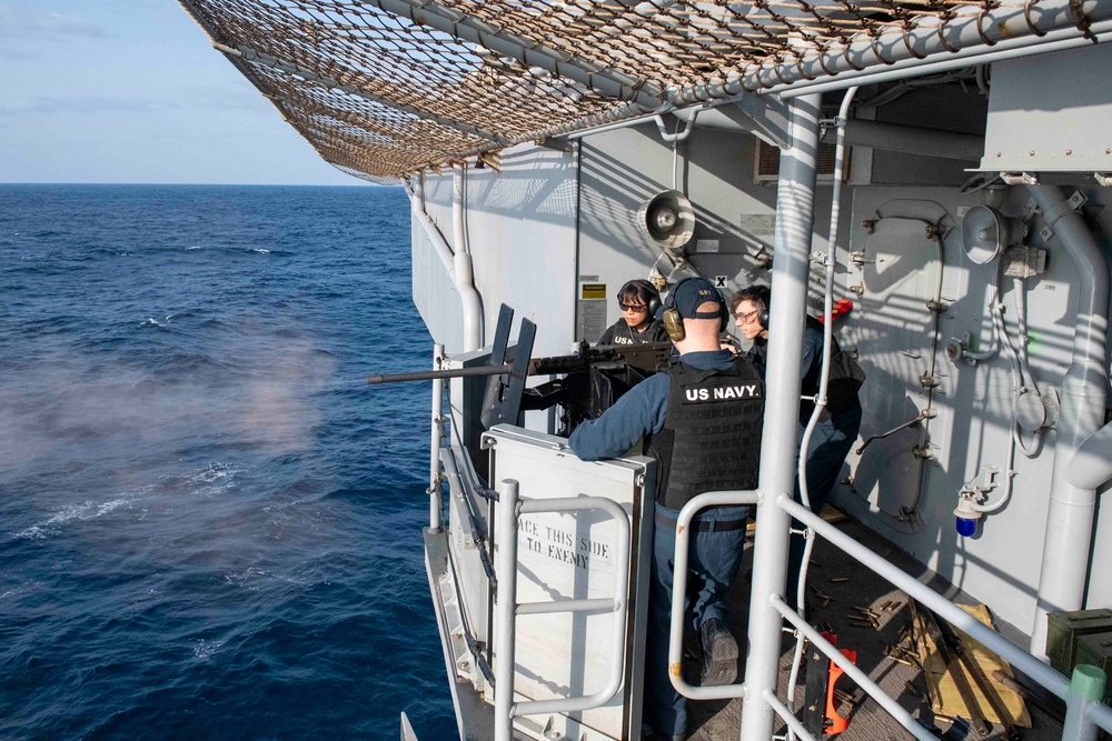 USS America (LHA 6) conducts a live fire exercise