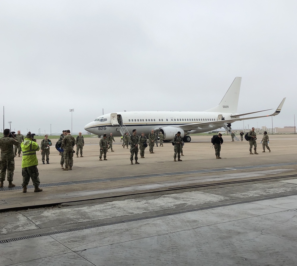 Expeditionary Medical Facility (EMF) Personnel Arrive at Naval Air Station JRB, Ft. Worth TX