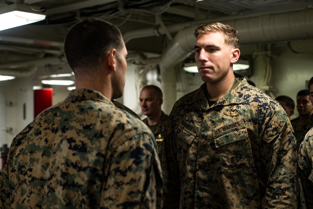 Marines to be awarded: Marines with the 31st MEU are awarded with certificates of commendation