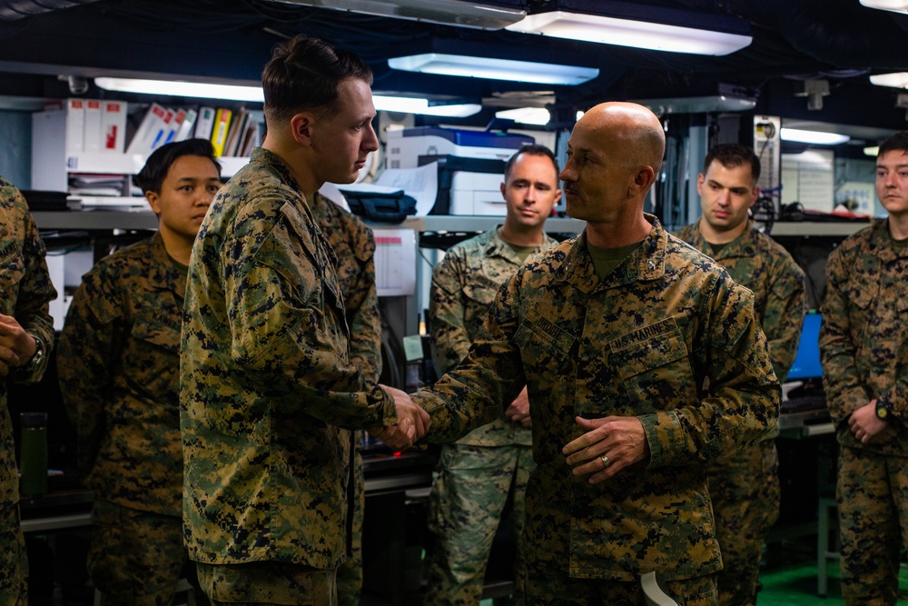 31st MEU Marines awarded by MEU commander aboard USS America