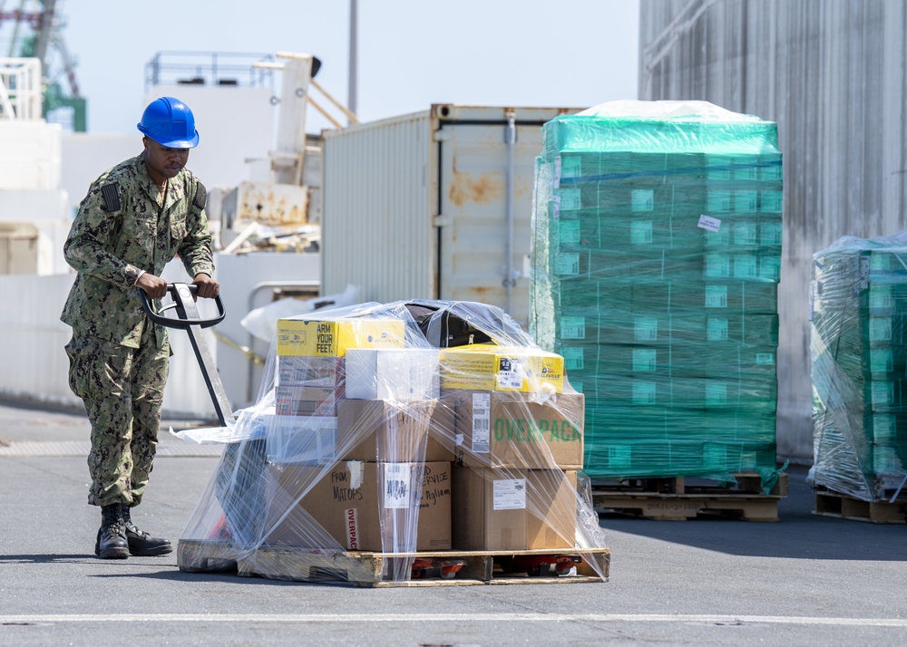 USNS Mercy Sailor Transports Supplies