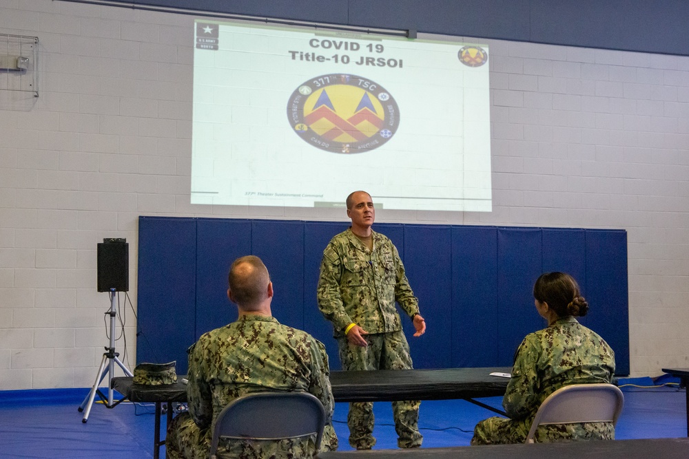 Emergency Medical Facility - Mike commander addresses unit during JRSOI