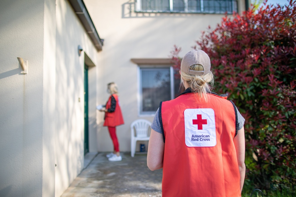 U.S. Army Garrison Italy Soldiers and American Red Cross deliver face masks in Villaggio Housing