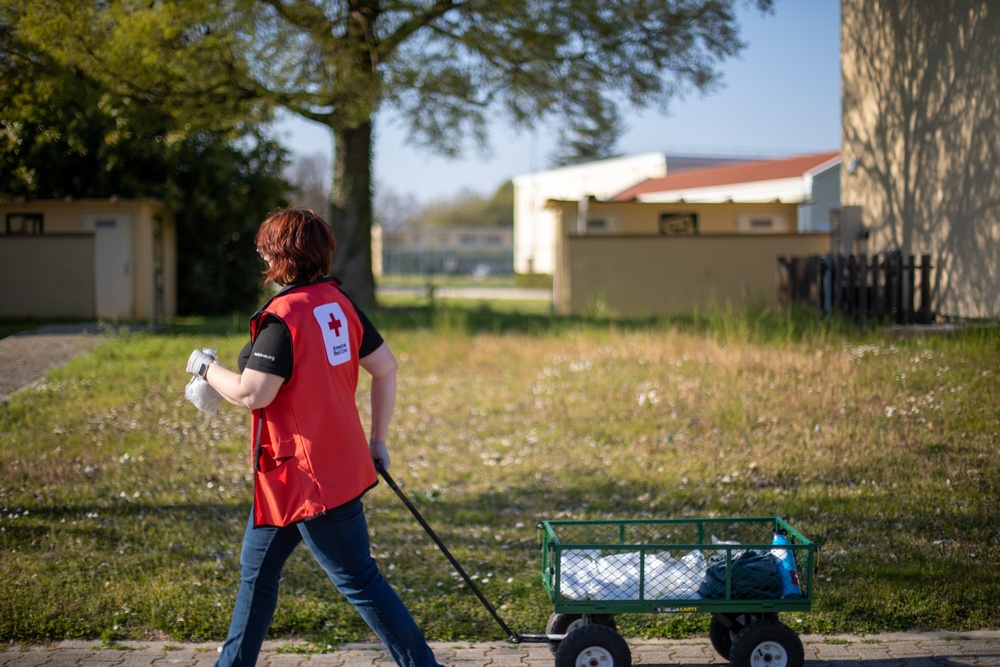 U.S. Army Garrison Italy Soldiers and American Red Cross deliver face masks in Villaggio Housing