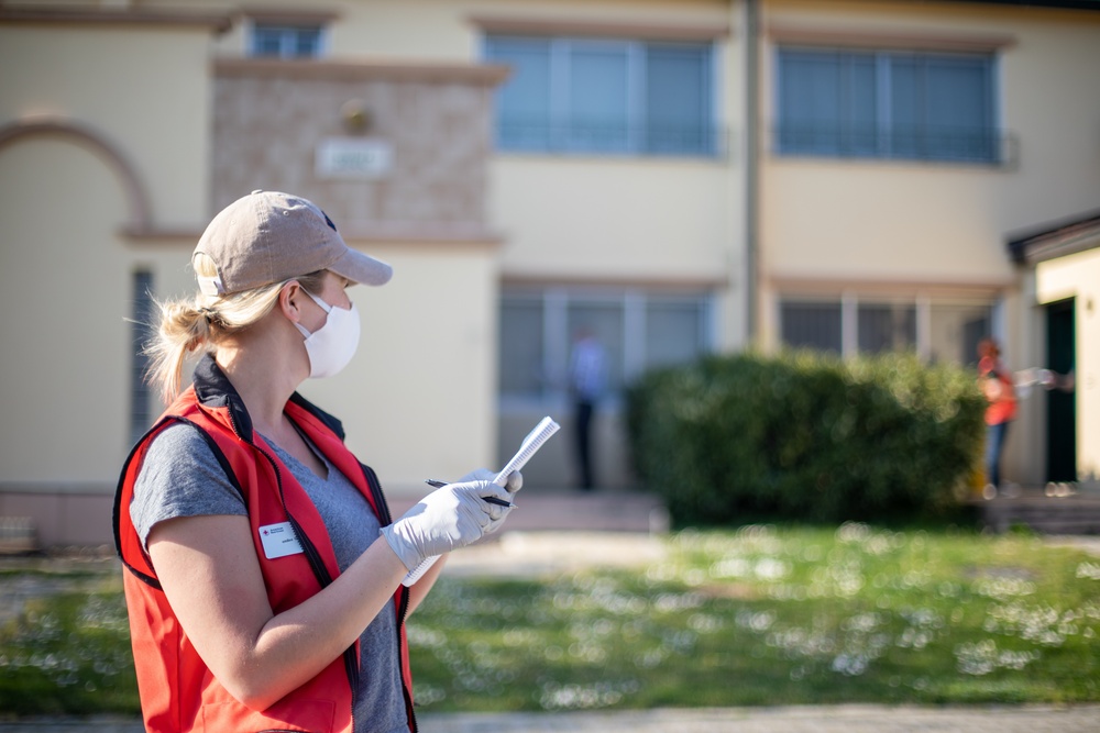 U.S. Army Garrison Italy Soldiers and American Red Cross deliver face masks in Villaggio Housing