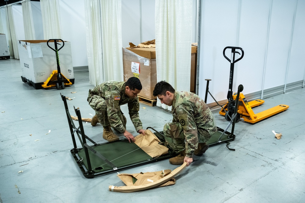 National Guard helps set up Field Medical Station at the NJ Convention Center