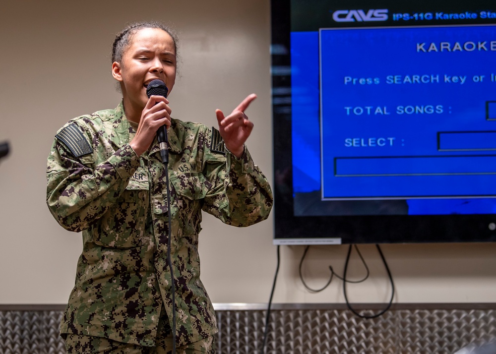 USNS Mercy Sailor Sings During Karaoke