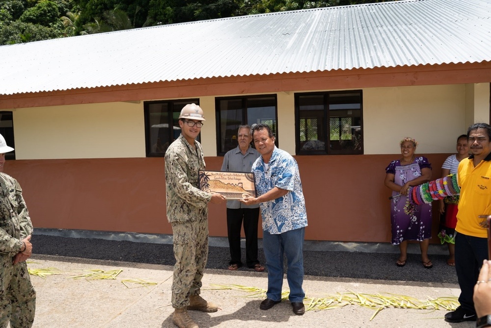 U.S. Navy Seabees with NMCB-5’s Detail Pohnpei complete renovations at Sokehs Pah Elementary School