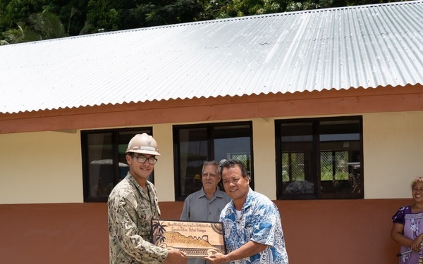 U.S. Navy Seabees with NMCB-5’s Detail Pohnpei complete renovations at Sokehs Pah Elementary School