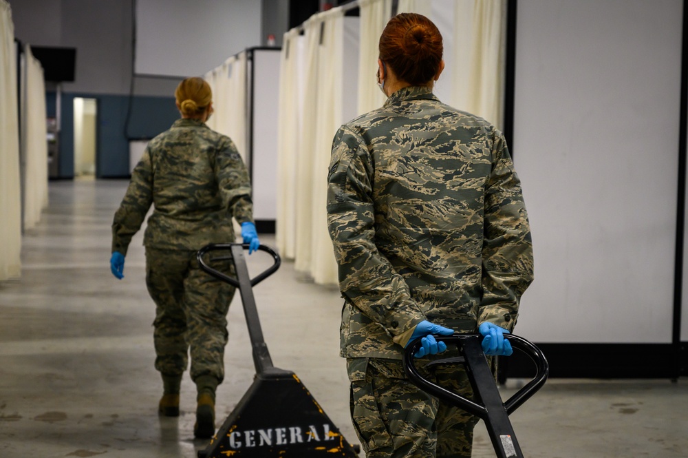 NJ Joint Task Force assist FMS set up at the New Jersey Convention and Exposition Center