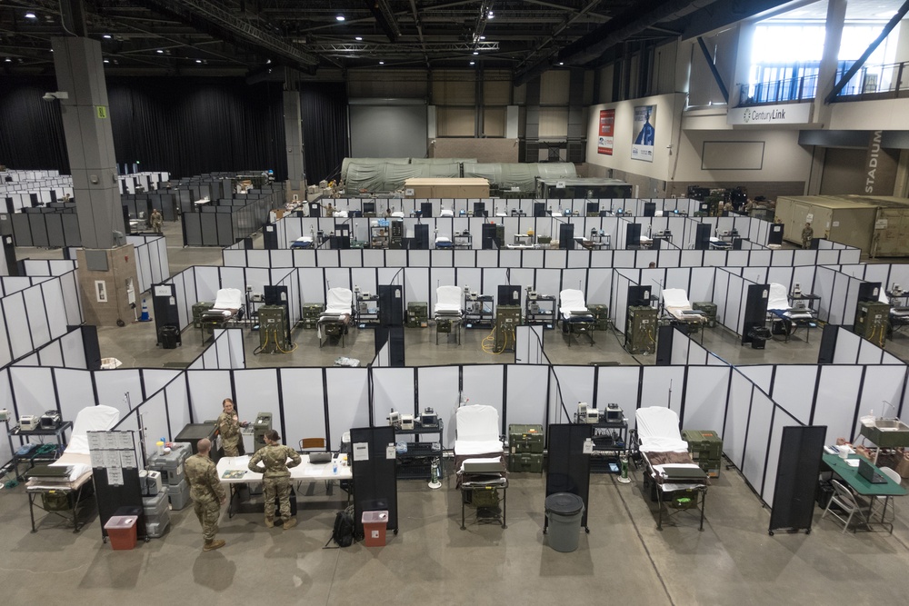 The 627th Soldiers set up a field hospital in the Centurylink Field