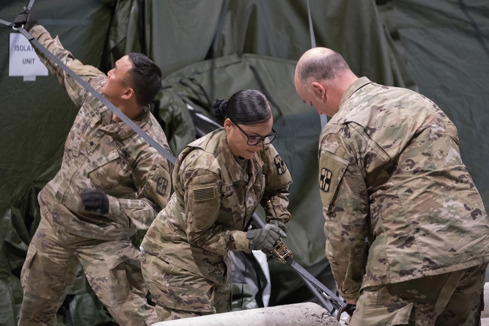 The 627th Soldiers set up a field hospital in the Centurylink Field