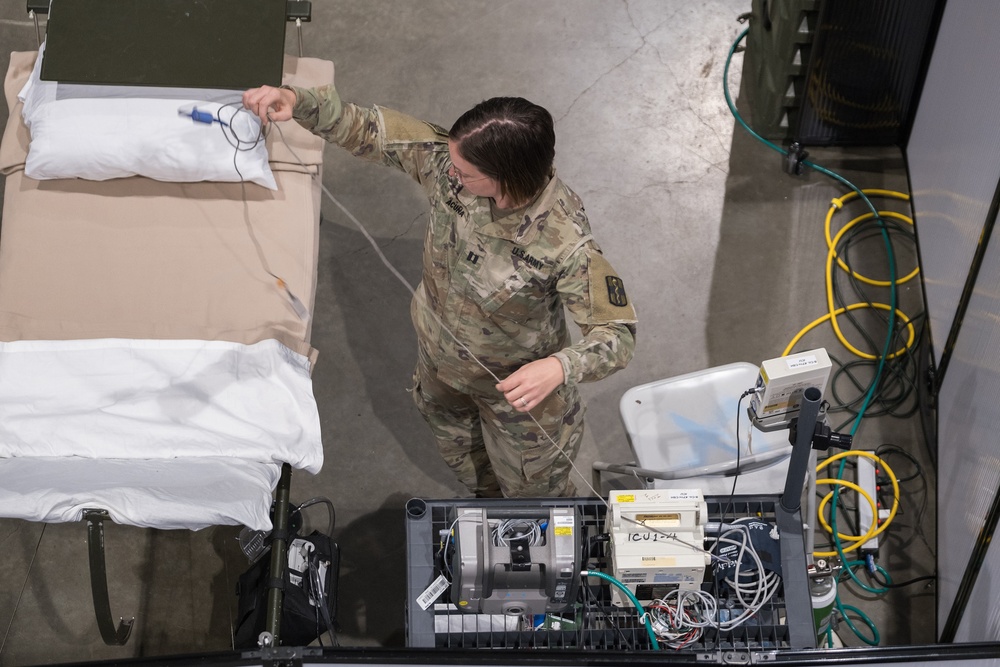 The 627th Soldiers set up a field hospital in the Centurylink Field