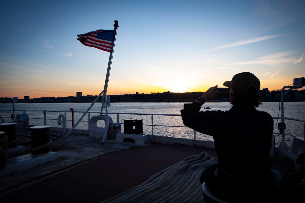 USNS Comfort Evening Colors Ceremony in New York City