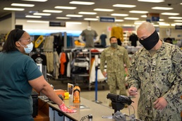 Sailor Wears Face Covering At Navy Exchange Fleet Store