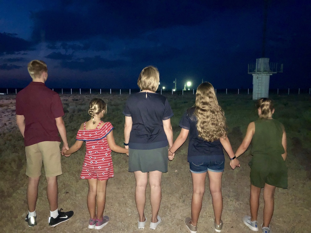 Army astronaut Col. Andrew Morgan's family at launch to International Space Station