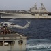 Marines participate in a replenishment-at-sea aboard the USS New York