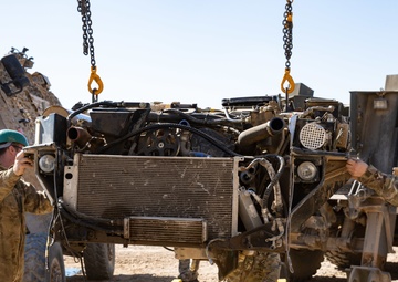 Royal Electrical and Mechanical Engineers conduct engine replacement