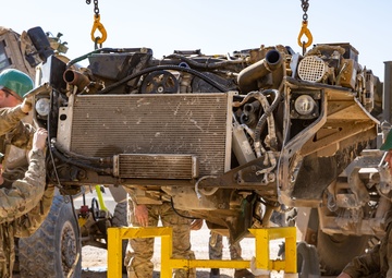 Royal Electrical and Mechanical Engineers conduct engine replacement