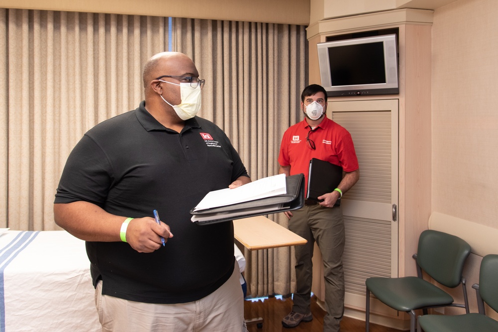 Huntsville Center joins Mobile District for alternate care facility site assessments in Tuscaloosa