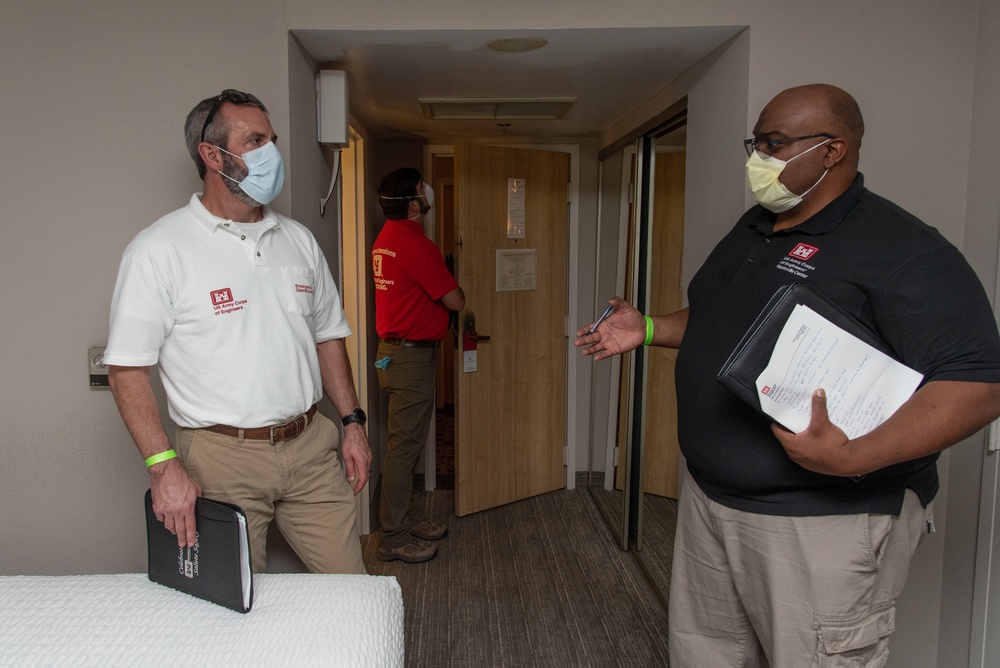 Huntsville Center joins Mobile District for alternate care facility site assessments in Tuscaloosa