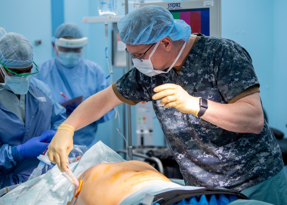 USNS Mercy Sailor Preps Patient