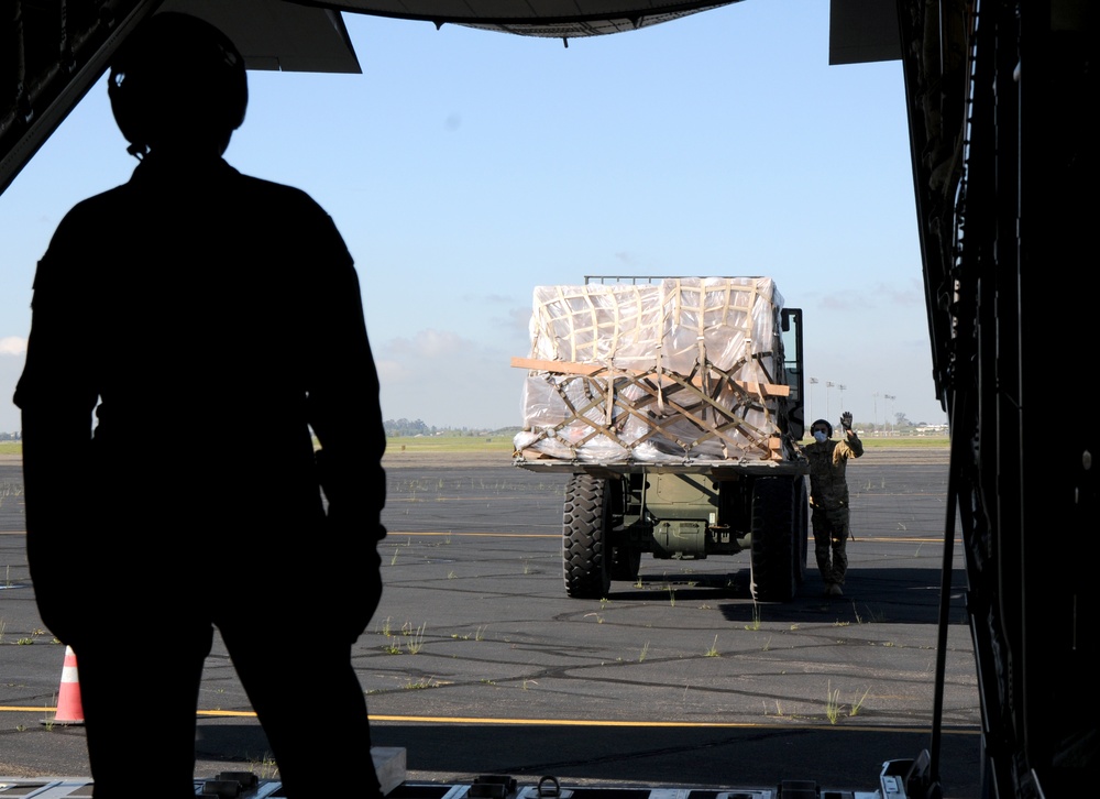 146th Airlift Wing and 129th Rescue Wing work together to ship 500 ventilators to various states