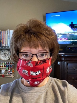 Pat Vittitow models mask