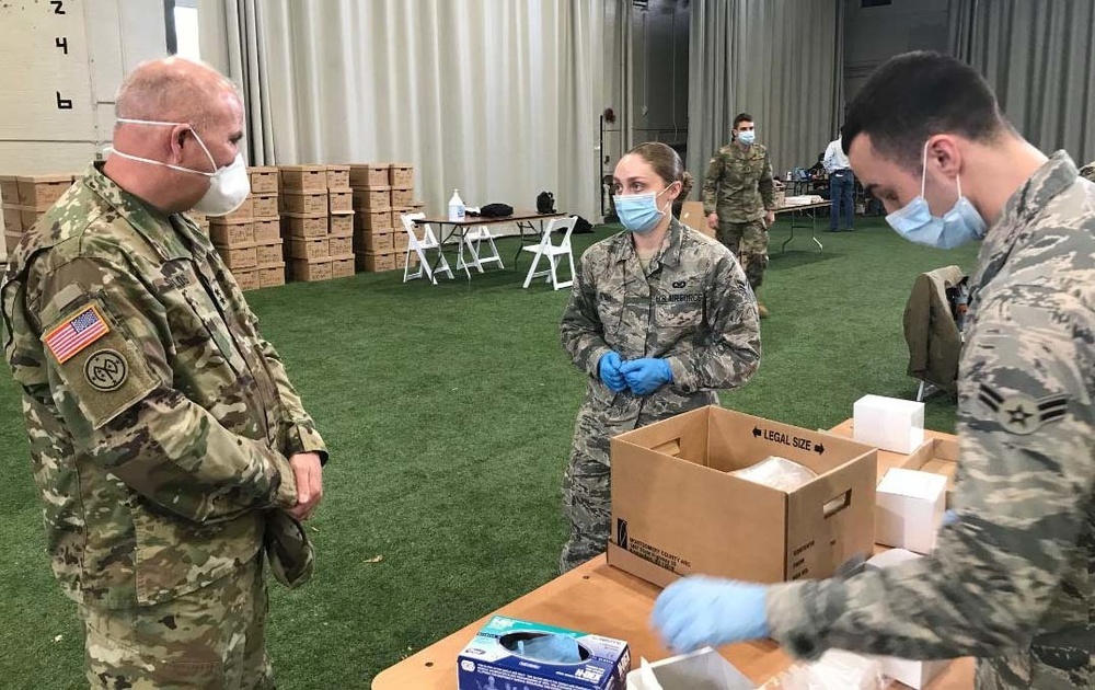 Adjutant General of New York visits Soldiers assembling COVID 19 test kits