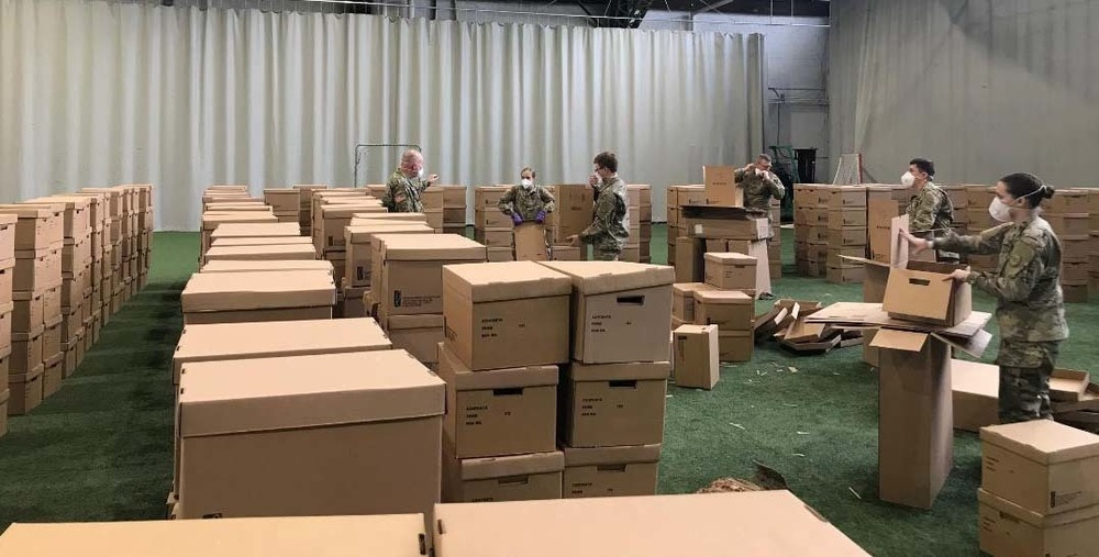 Adjutant General of New York visits Soldiers assembling COVID 19 test kits