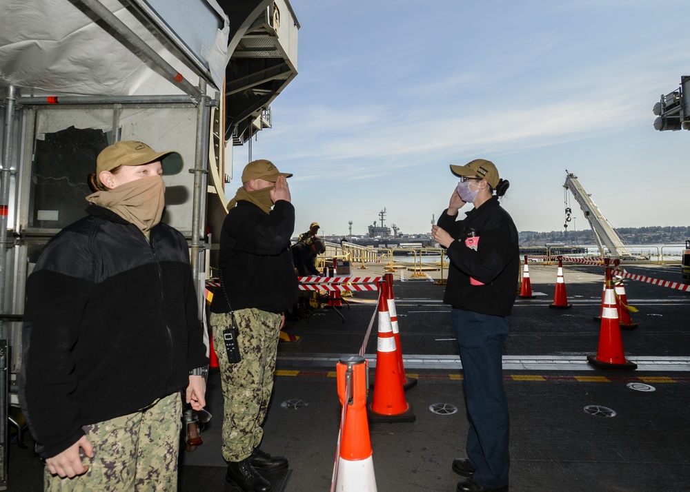 Nimitz Sailors Salute On Quarterdeck